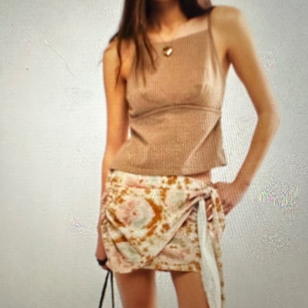 FREE PEOPLE SWEET AS BEACH LINEN BLEND MINI SKIRT